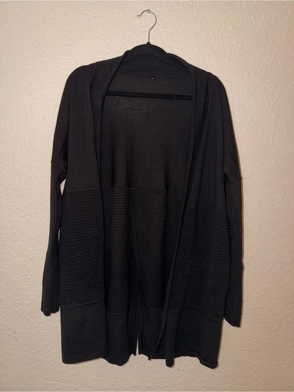 lululemon athletica Black Open-Front Ribbed Cardigan with Split Back and Pockets